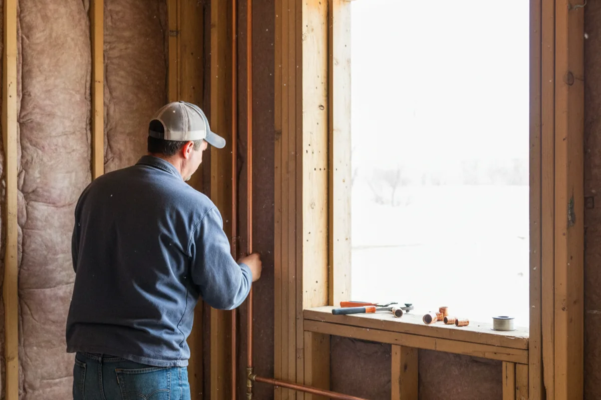 Licensed plumber running new copper supply lines in a Shippingport home