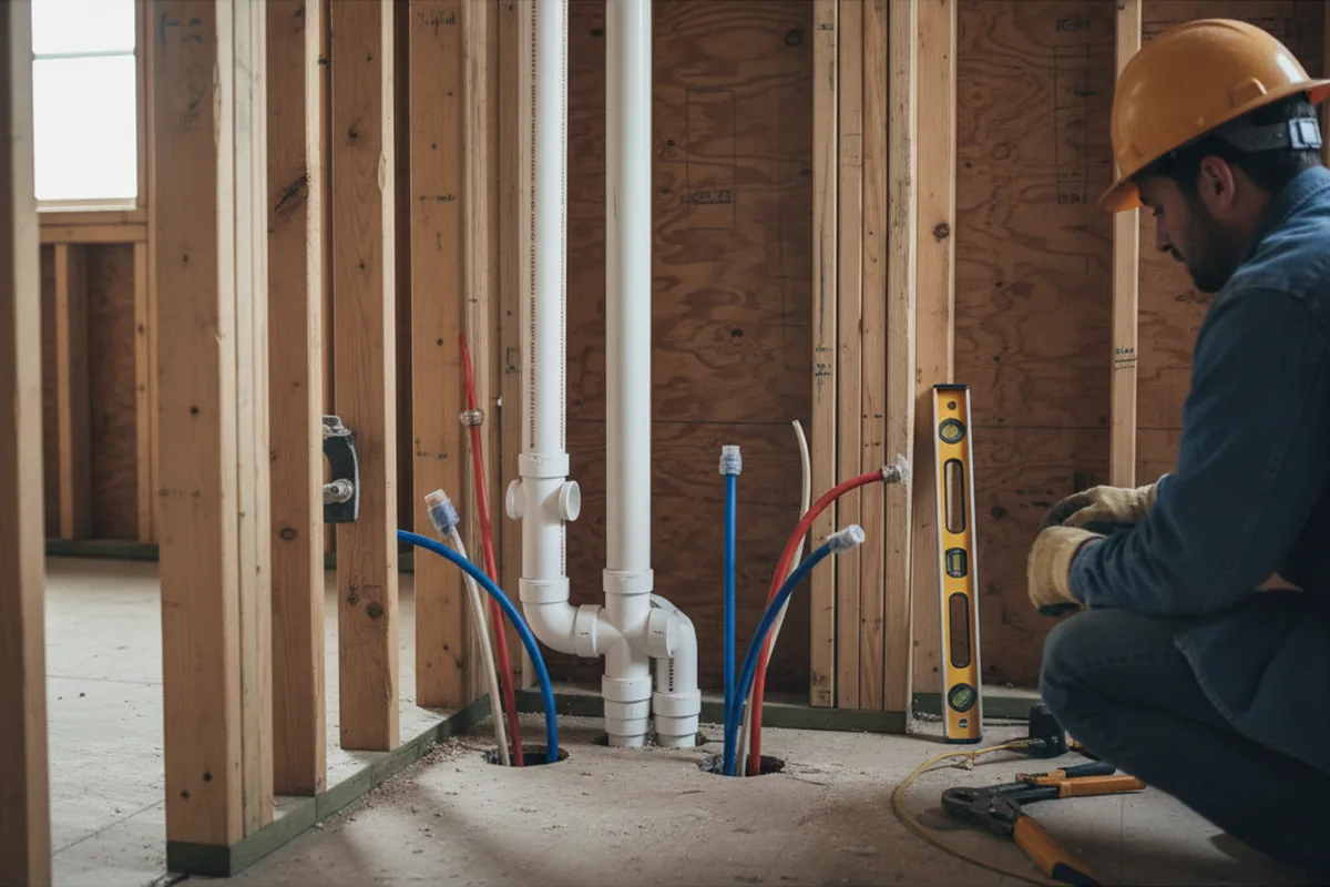 Drain and supply rough-in during Drain Cleaning in Shippingport